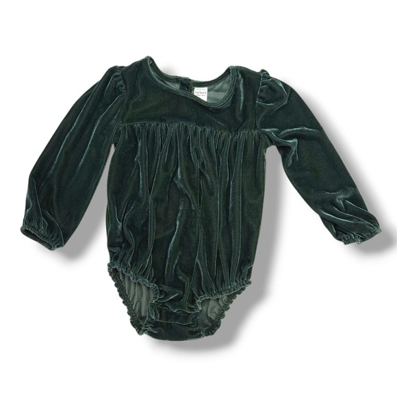 Carter's Other - Carter's Girls Velvet Long Sleeve Puff Sleeve Bodysuit Emerald Green 24M